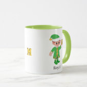 Moderne Geluks-Elf met Calligrafie & Monogram Mok (Voorkant rechts)