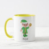 Moderne Geluks-Elf met Calligrafie & Monogram Mok (Links)