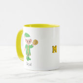 Moderne Geluks-Elf met Calligrafie & Monogram Mok (Voorkant links)