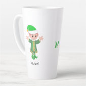 Moderne Geluks-Elf met Schrift en Monogram Latte Mok (Linkerhoek)