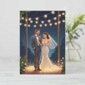 moderne geluksreceptie na een elopement kaart (Staand voorkant)