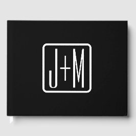 Moderne gemarkeerde initialen | Zwart & Wit Gastenboek