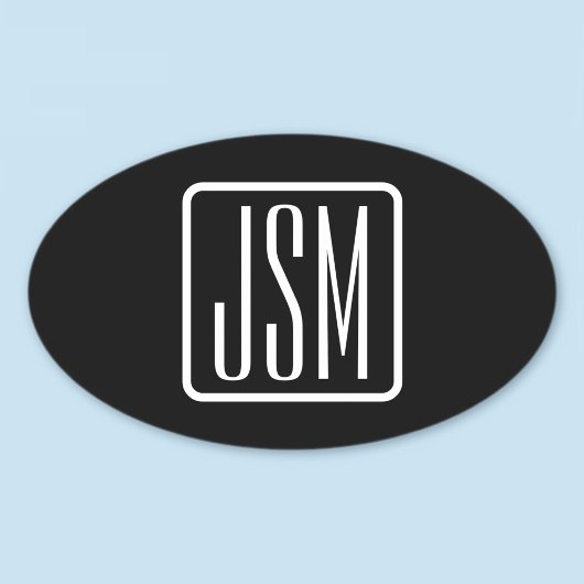 Moderne gemarkeerde initialen | Zwart & Wit Ovale Sticker