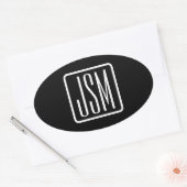 Moderne gemarkeerde initialen | Zwart & Wit Ovale Sticker (Envelop)