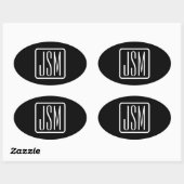 Moderne gemarkeerde initialen | Zwart & Wit Ovale Sticker (Vel)