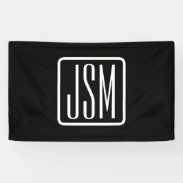 Moderne gemarkeerde initialen | Zwart & Wit Spandoek