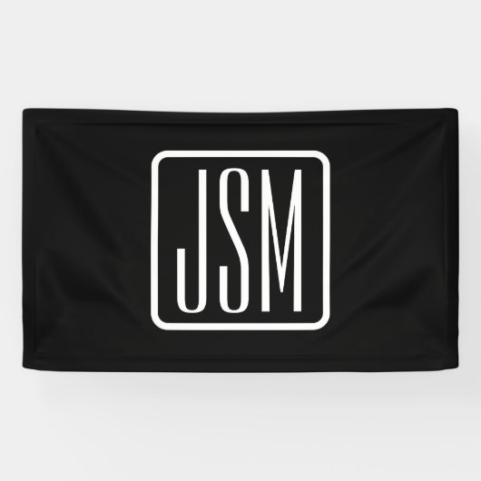 Moderne gemarkeerde initialen | Zwart & Wit Spandoek (Horizontaal)