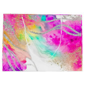 Moderne gemarmerde glitter kleurrijke verjaardag groot cadeauzakje (Achterkant)