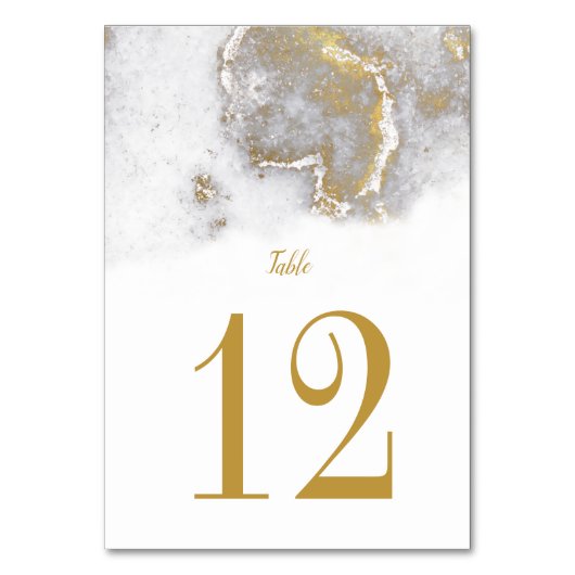 Moderne gemarmerde grijs en gouden trouwtafel Kaar Kaart (Voorkant)