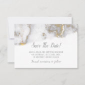 Moderne gemarmerde grijze en gouden bruiloft Save  Save The Date (Voorkant)