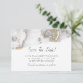 Moderne gemarmerde grijze en gouden bruiloft Save  Save The Date (Staand voorkant)