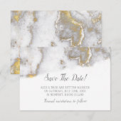 Moderne gemarmerde grijze en gouden bruiloft Save  The Date (Voorkant / Achterkant)