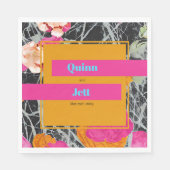 Moderne gemarmerde maximalistische bloemenbruiloft servet (Voorkant)