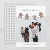 Moderne Gemberkoek Geruite Gezinsfoto Feestdagenkaart (Voorkant / Achterkant)