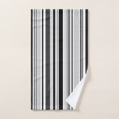 Moderne, gemengde grijze, zwarte, witte stripeset bad handdoek (Handdoek)