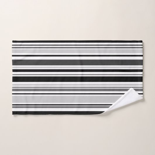 Moderne, gemengde grijze, zwarte, witte stripeset bad handdoek (Handdoek)