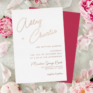 Moderne gemengde lettertype magenta roze gouden br folie uitnodiging