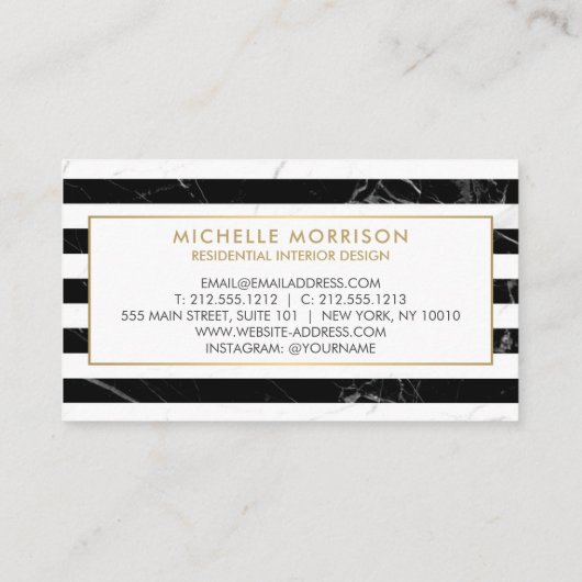 Moderne Gemengde Marmeren Strepen Interieur Design Visitekaartje (Achterkant)