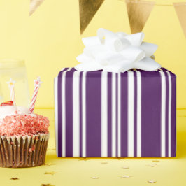 Moderne gemengde Paarse en witte strepen Cadeaupapier