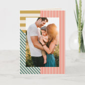 Moderne Gemengde Strepen Een Foto Kerst Feestdagen Kaart (Voorkant)