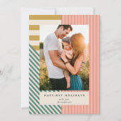 Moderne Gemengde Strepen Een Foto Kerst Feestdagenkaart (Voorkant)