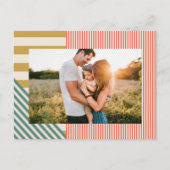 Moderne Gemengde Strepen Een Foto Kerst Feestdagenkaart (Voorkant)