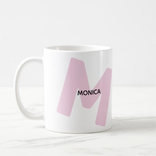 Moderne gemerkte initiaal en naam koffiemok (Links)