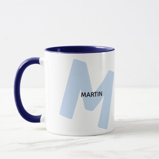 Moderne gemerkte initiaal en naam koffiemok mok (Links)