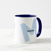 Moderne gemerkte initiaal en naam koffiemok mok (Voorkant rechts)