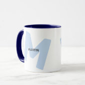 Moderne gemerkte initiaal en naam koffiemok mok (Voorkant links)