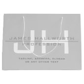 Moderne gemerkte initials (of andere tekst) Grijs Groot Cadeauzakje (Voorkant)