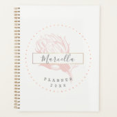 Moderne gemerkte roze bloemen planner (Voorkant)