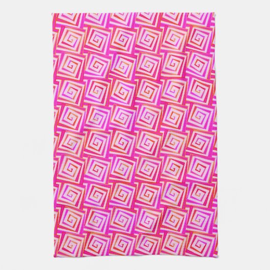 Moderne, gemiddelde spiralen in vierkante hoeken - theedoek (Verticaal)