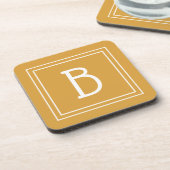 Moderne gemonogrammeerde letter initiaal geel wit  bier onderzetter (Linkerzijde)