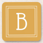 Moderne gemonogrammeerde letter initiaal geel wit  bier onderzetter (Voorkant)
