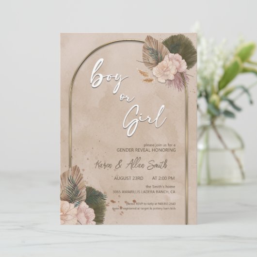 Moderne Gender Reveal | Minimalistische genderonth Kaart (Staand voorkant)