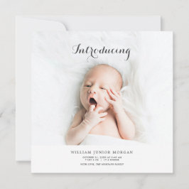 Moderne genderneutrale foto geboorteaankondiging aankondiging