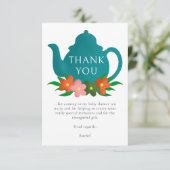 Moderne geneutrale braal theepot-Baby shower Bedankkaart (Staand voorkant)
