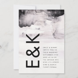 Moderne genieure zwarte inkt bruiloft kaart