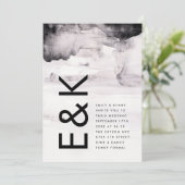 Moderne genieure zwarte inkt bruiloft kaart (Staand voorkant)