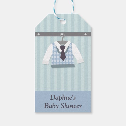 Moderne Gentleman Baby Jongen Douche Party Cadeaulabel (Voorkant)