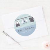 Moderne Gentleman Baby Jongen Douche Party Ronde Sticker (Envelop)