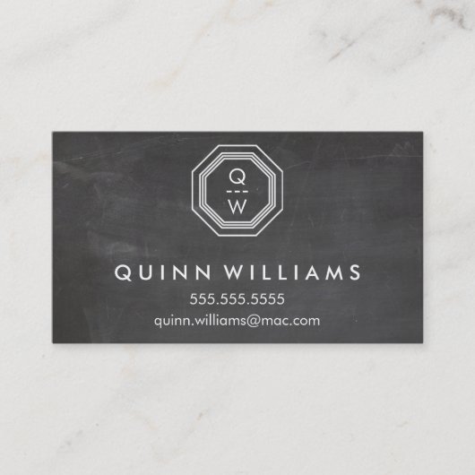 MODERNE GEO MONOGRAM octogon geometrische vorm gri Visitekaartje (Voorkant)