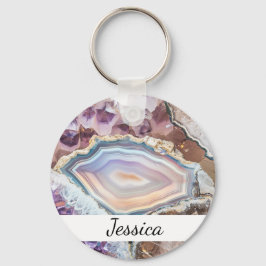 Moderne Geode Kristal | Kristallen Sleutelhanger