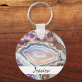 Moderne Geode Kristal | Kristallen Sleutelhanger (Voorkant)