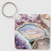 Moderne Geode Kristal | Kristallen Sleutelhanger (Voorkant)
