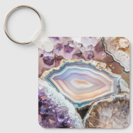 Moderne Geode Kristal | Kristallen Sleutelhanger