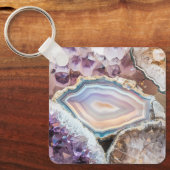 Moderne Geode Kristal | Kristallen Sleutelhanger (Voorkant)
