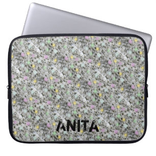 Moderne geologie graniet pasta Stippen elke naam Laptop Sleeve