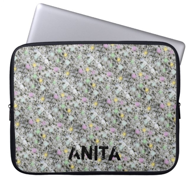 Moderne geologie graniet pasta Stippen elke naam Laptop Sleeve (Voorkant)